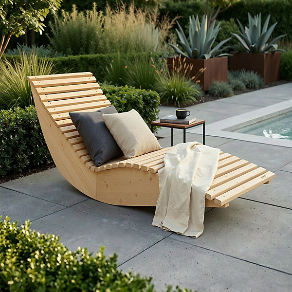 Chaise longue en bois ondulé WOLGA - 60 cm