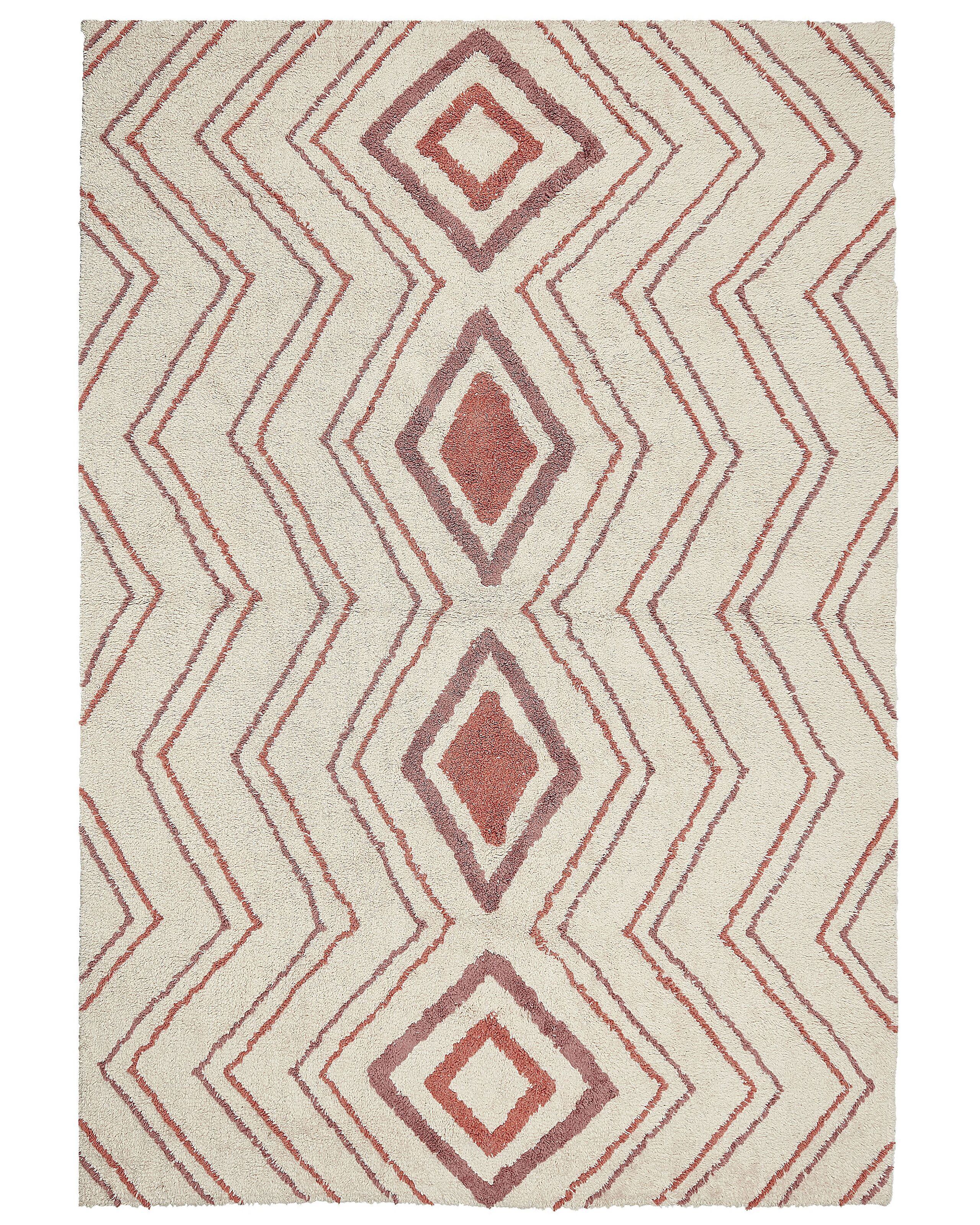 Dywan geometryczny wzór 160x230 cm beżowo-różowy
