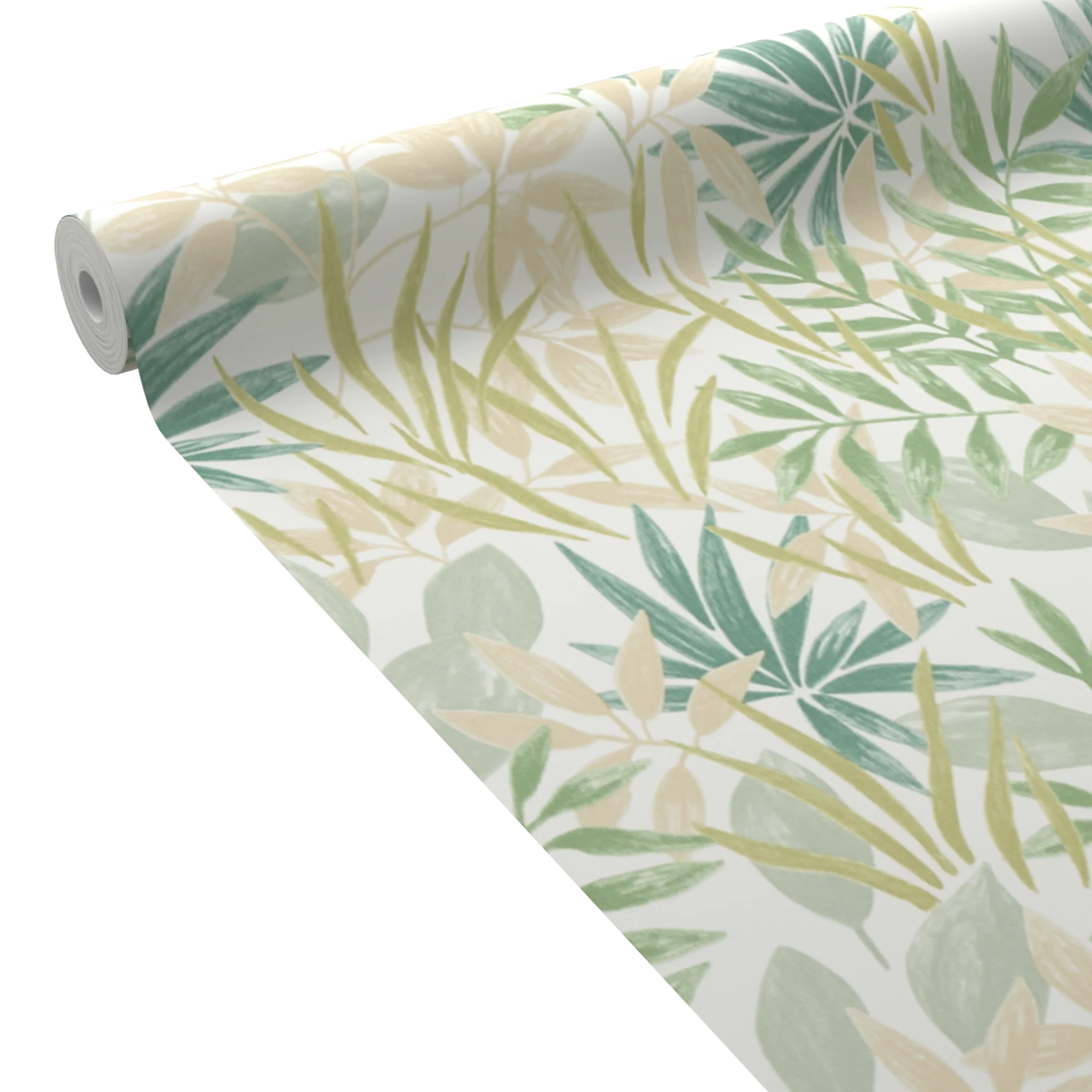 Papier peint intissé IVANNA coloris vert et beige rosé