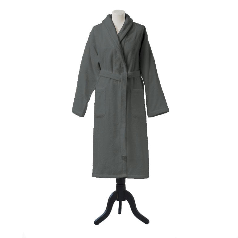 AQUA - Peignoir de bain uni en coton gris Argent L