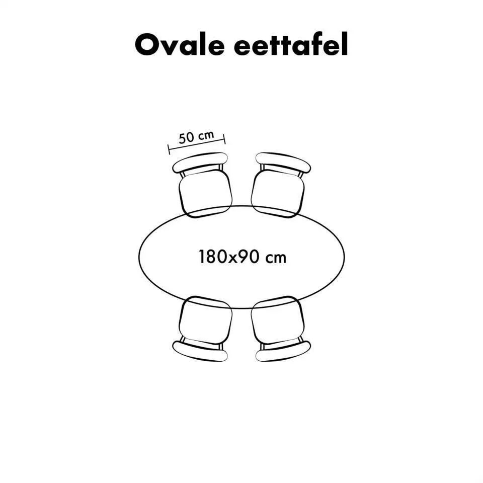 QUVIO Eettafel Sofia �?Ovaal �?180x90 cm �?Kruispoot �?Zwart