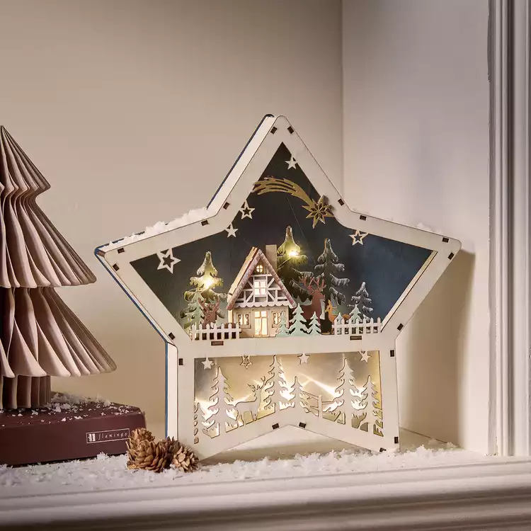 Habitat Winter Scene Wooden Nightlight Christmas Decoration