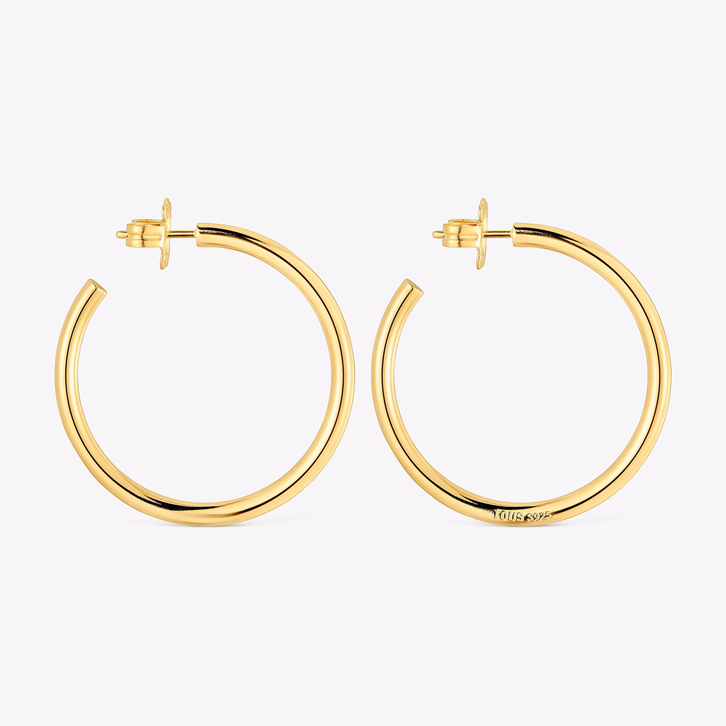 Pendientes de aro largos con baño de oro 18 kt sobre plata 38 mm Basics