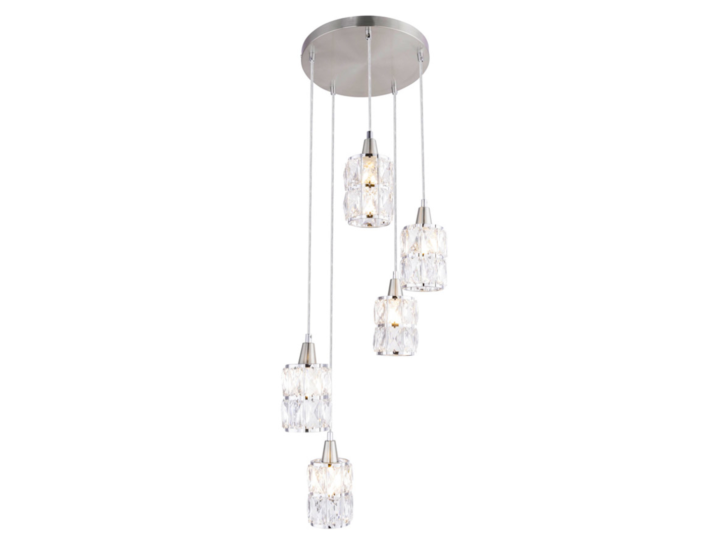 Lampa wisząca Wolli 5-punktowa szklana srebrna