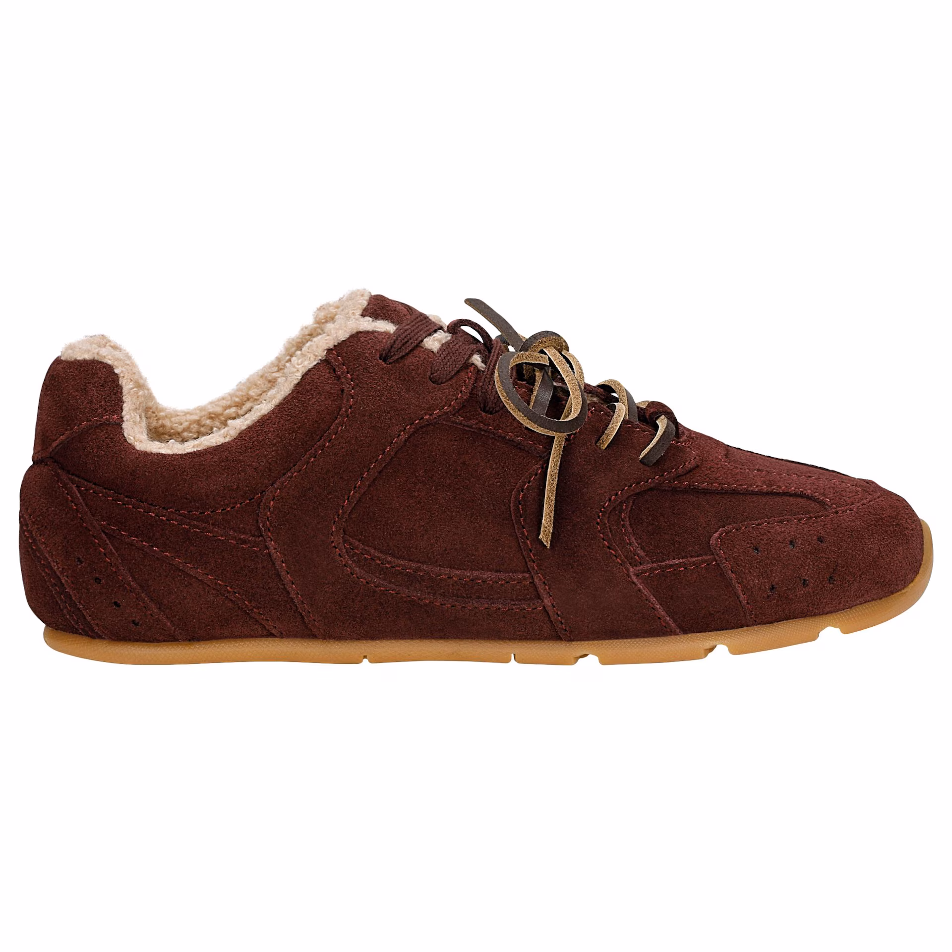 Bordowe sneakersy damskie z kożuszkiem