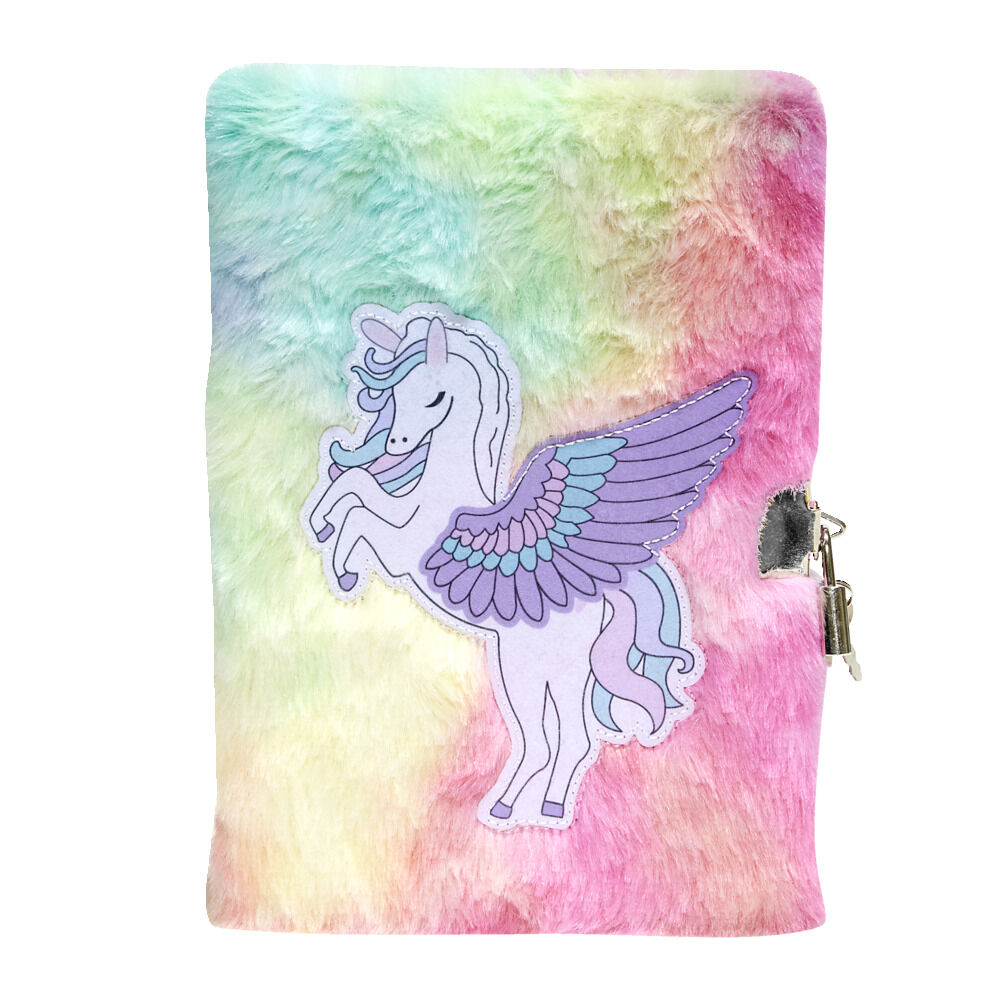 Carnet de note aspect peluche 14,8x21cm - 2 modèles licorne ou arc-en-ciel
