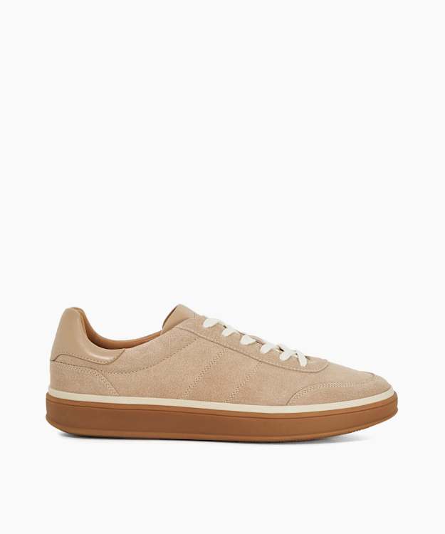 Tony Beige - Wide Fit Suede Lace-Up Trainers