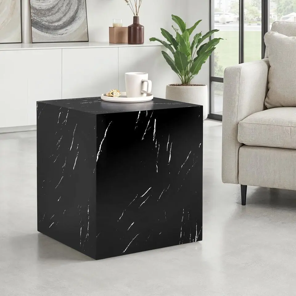 tectake Salontafel Lasley, draagkracht 45 kg, Marmerlook Zwart