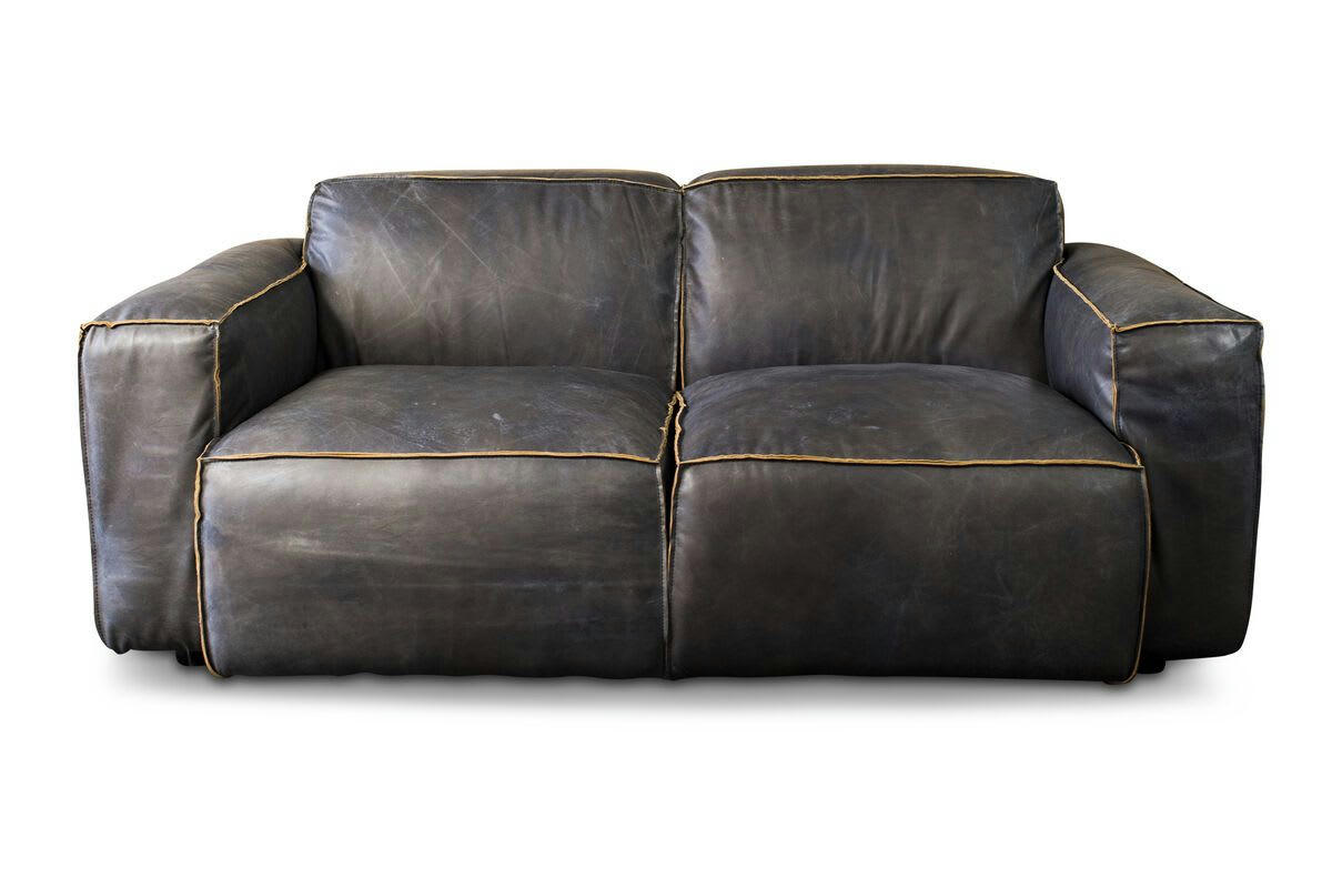 ATSULLIVAN - Canapé Scandinave 2 places en cuir marron