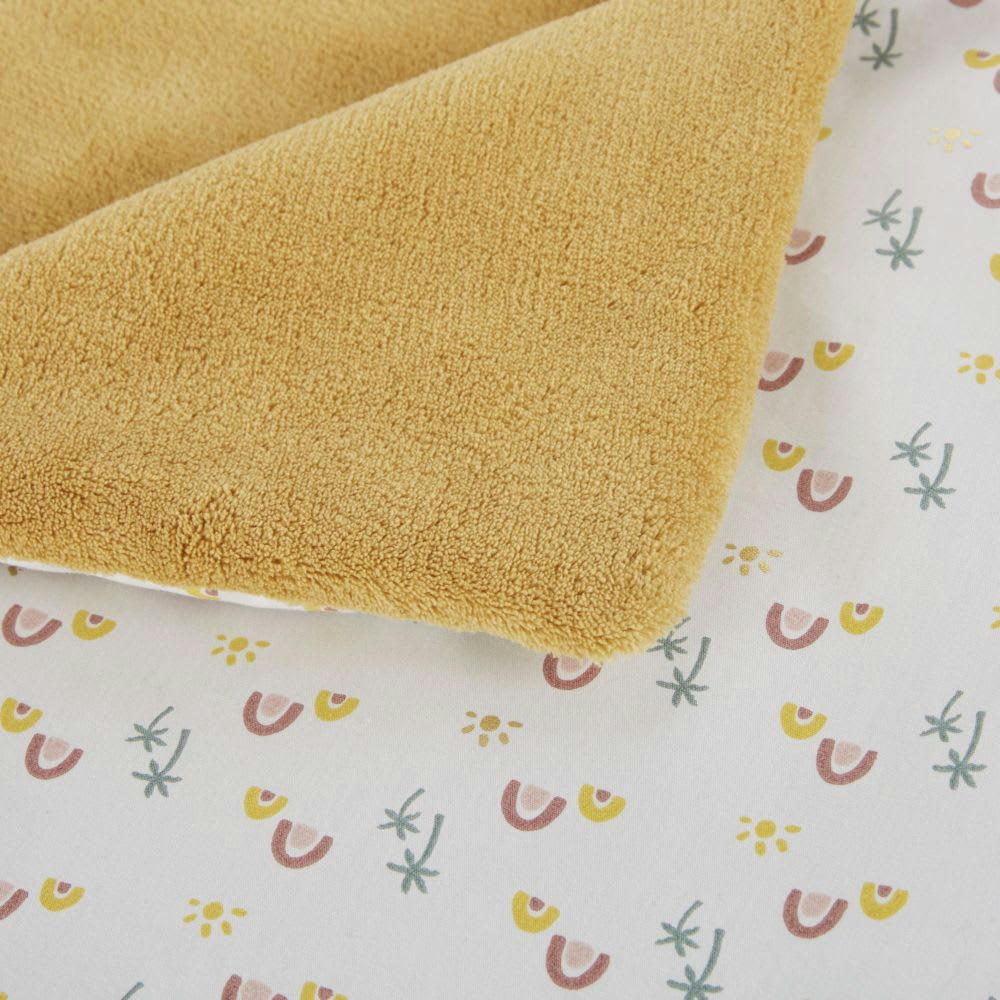 MALAGA - Couverture bébé en coton motifs palmiers et arcs-en-ciel multicolores