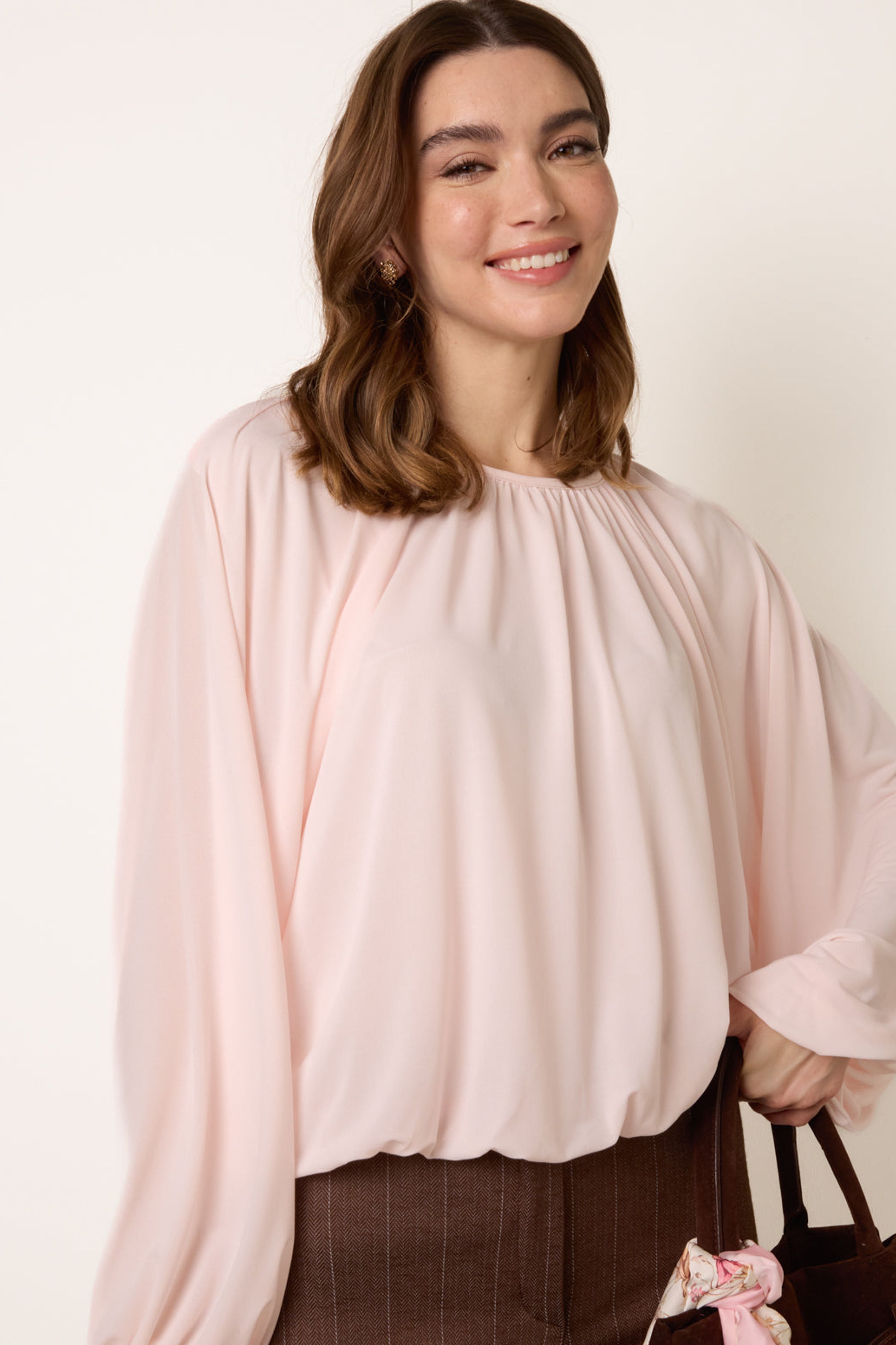 Blue Vanilla Pink Batwing Puffball Blouse