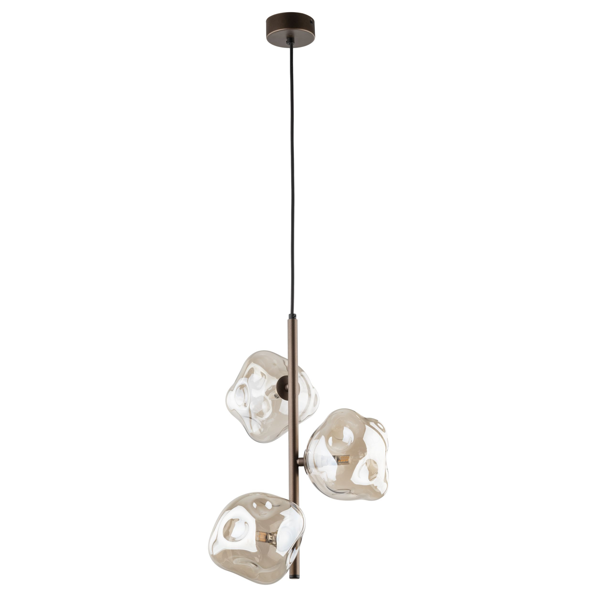 Brązowa Lampa Wisząca Tk Lighting Lava Kiść Grona 3Xg9 Koniakowy Klosz