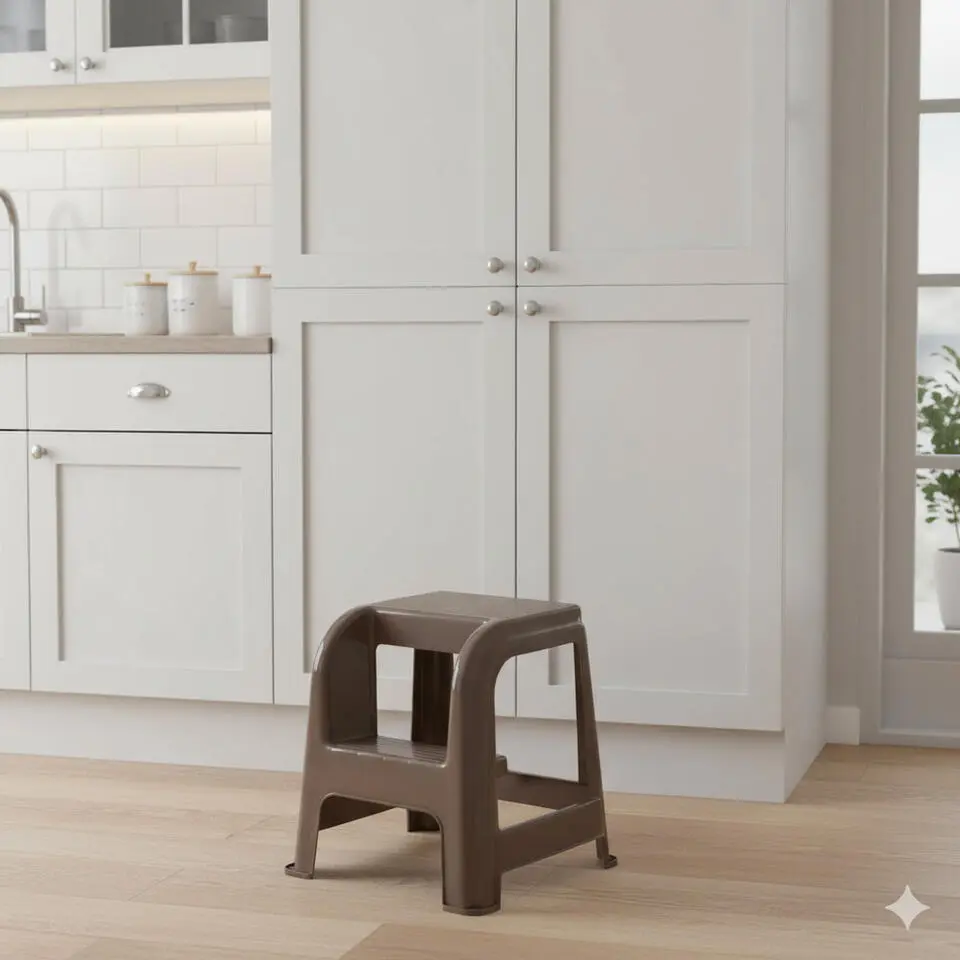 Plasticforte Opstapkrukje - 2 tredes - bruin - 45 cm