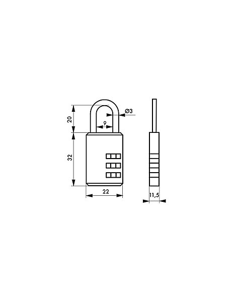 Cadenas à code Compact 01, bagage, 22mm, 3 chiffres - THIRARD