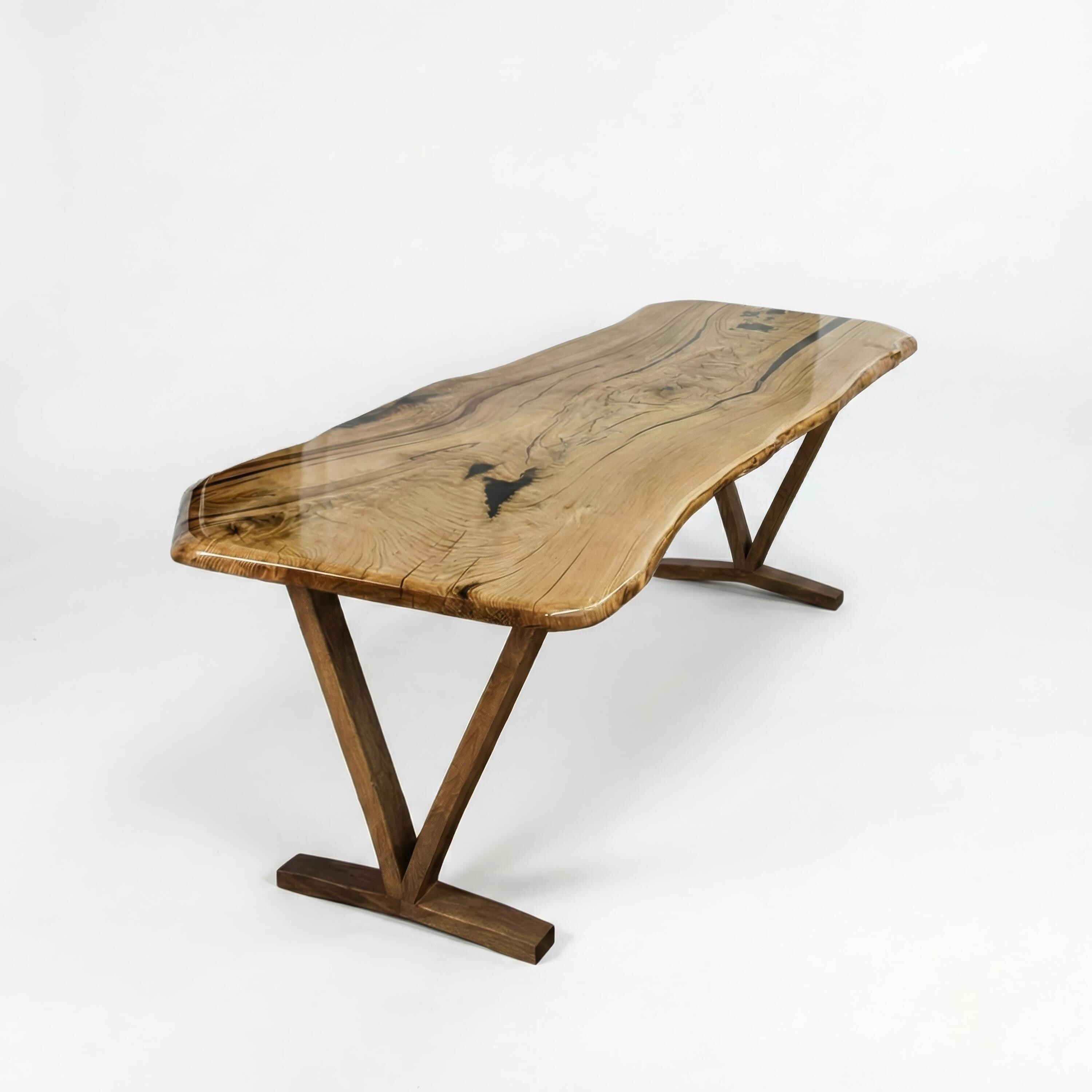 Live Edge Dining Table Epoxy Chestnut Table Kitchen Table Dining Room Furniture