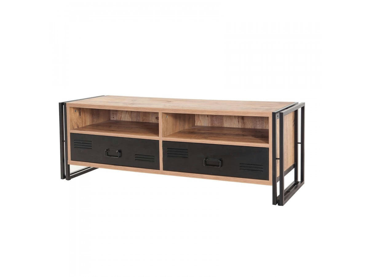 TENGA - TENGA - Meuble TV 150 cm Pin Atlantique Noir