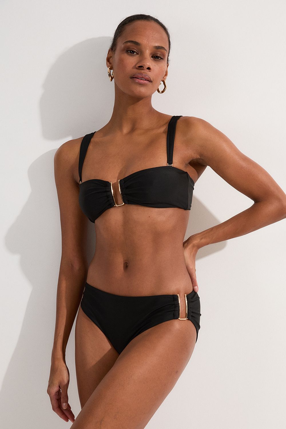 KarenMillen Detachable Strap Gold Trim Bikini Top