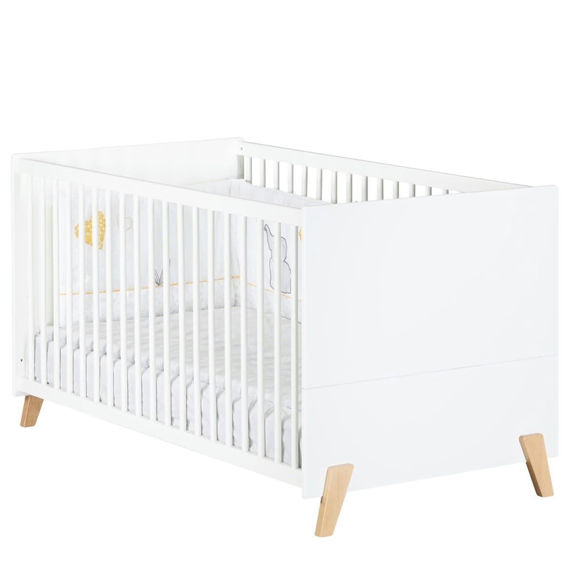 JOY - Lit évolutif 140x70 - Little Big Bed sur pieds en bois blanc