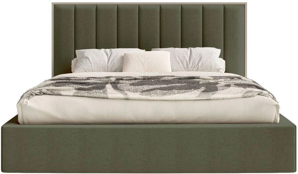 Bedframe Taavi chenille met opbergruimte en verlichting 180 x 200 cm