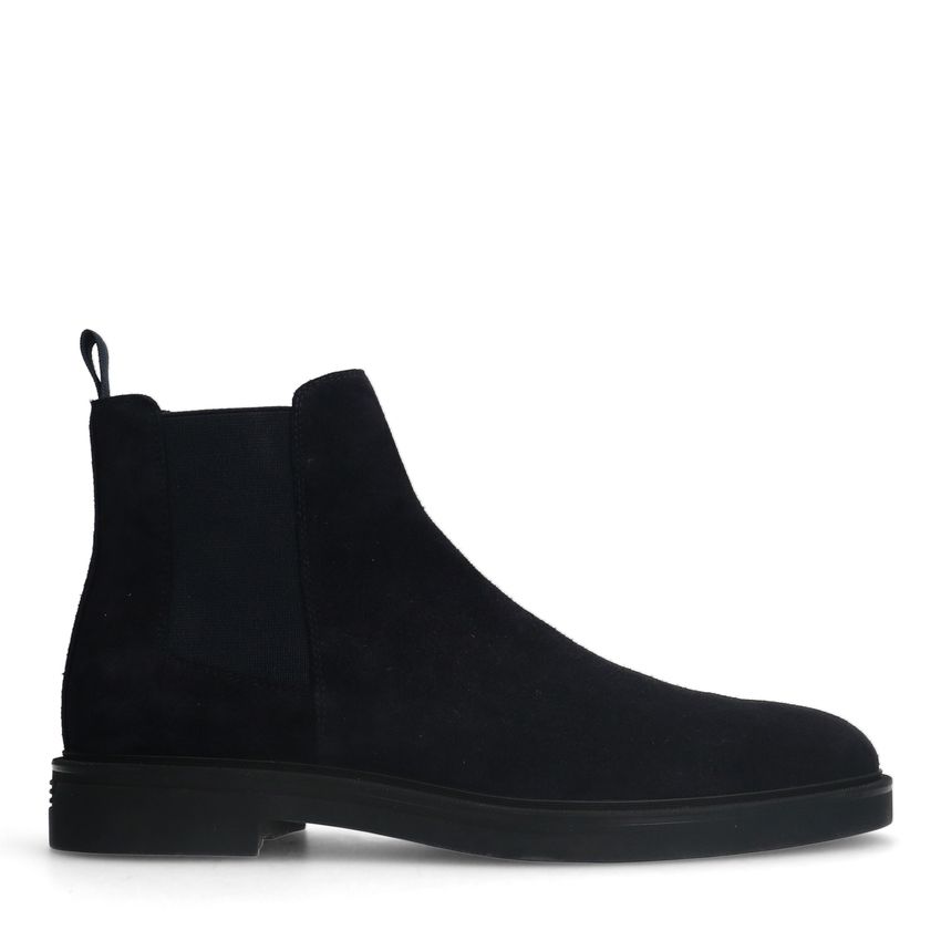Manfield Donkerblauwe suède chelsea boots