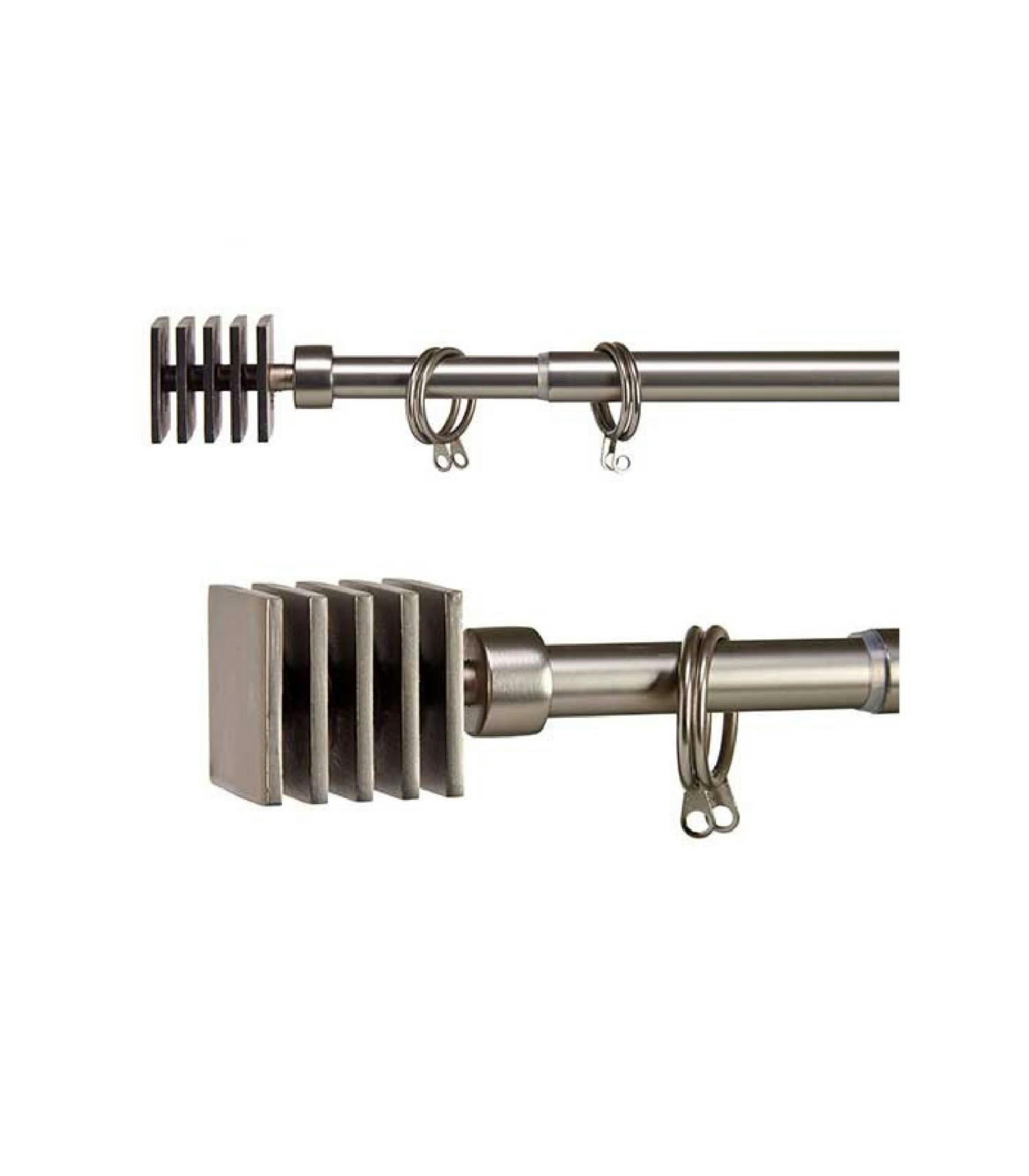 CARRÉ - Tringle à rideaux extensible métal chromé carré 120 à 210cm