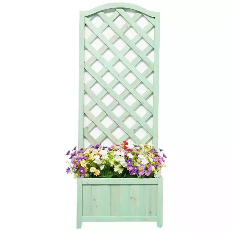 Straight Lattice Planter - Green