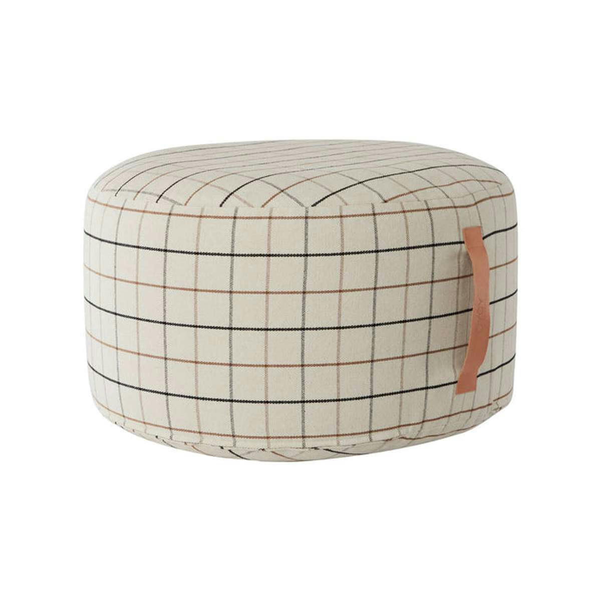 GRID - Pouf blanc 100% coton Ø65xH38cm
