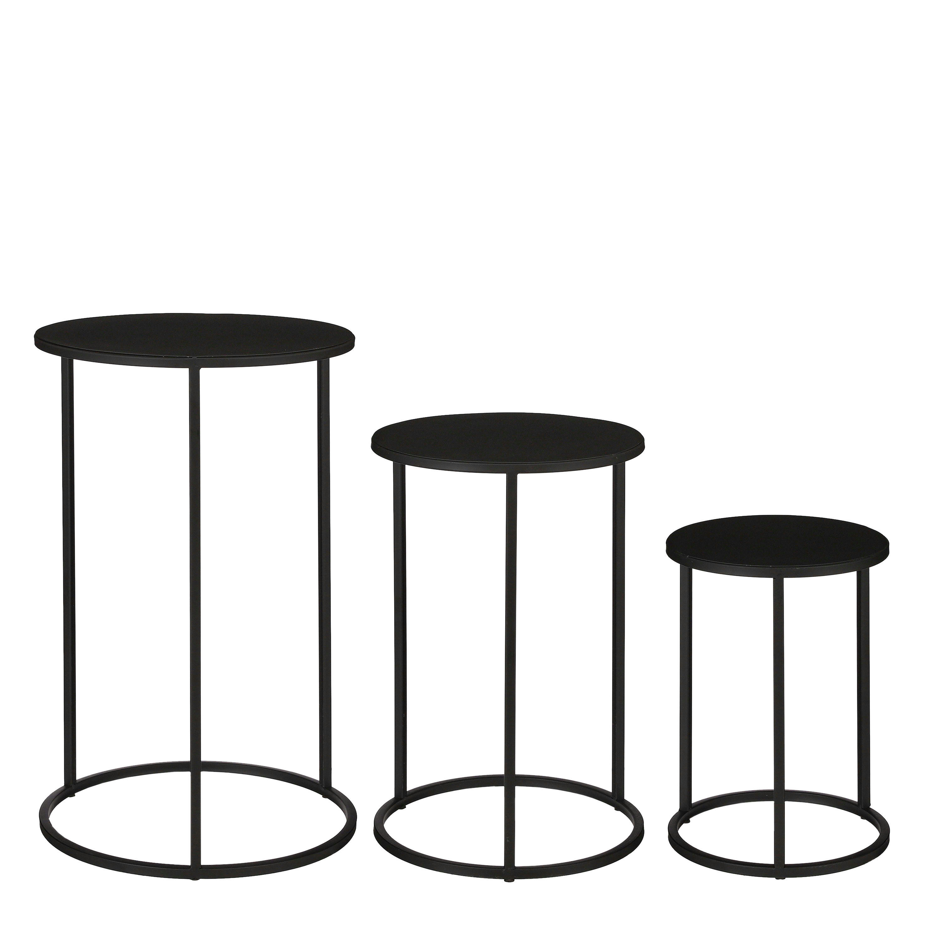 QUINTY - Lot de 3 tables gigognes en métal noir H50
