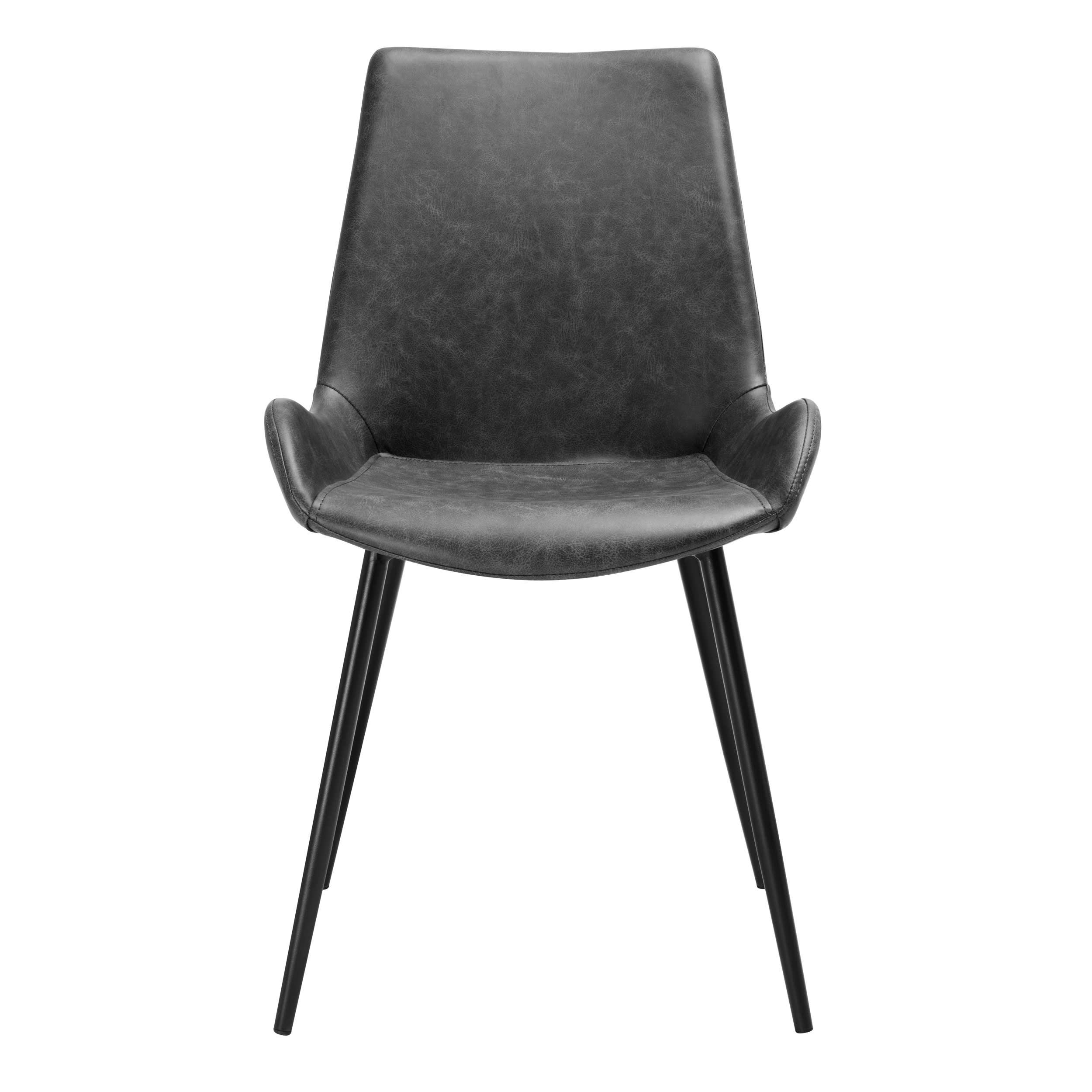 AUSTIN - Chaise en cuir synthétique gris foncé (lot de 2)