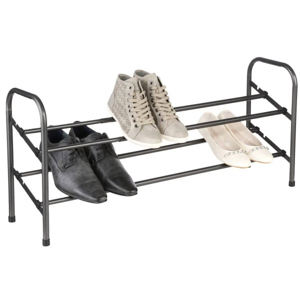 Metalowy regał na buty, dwupoziomowy, 60-112 x 23 x 38,5 cm