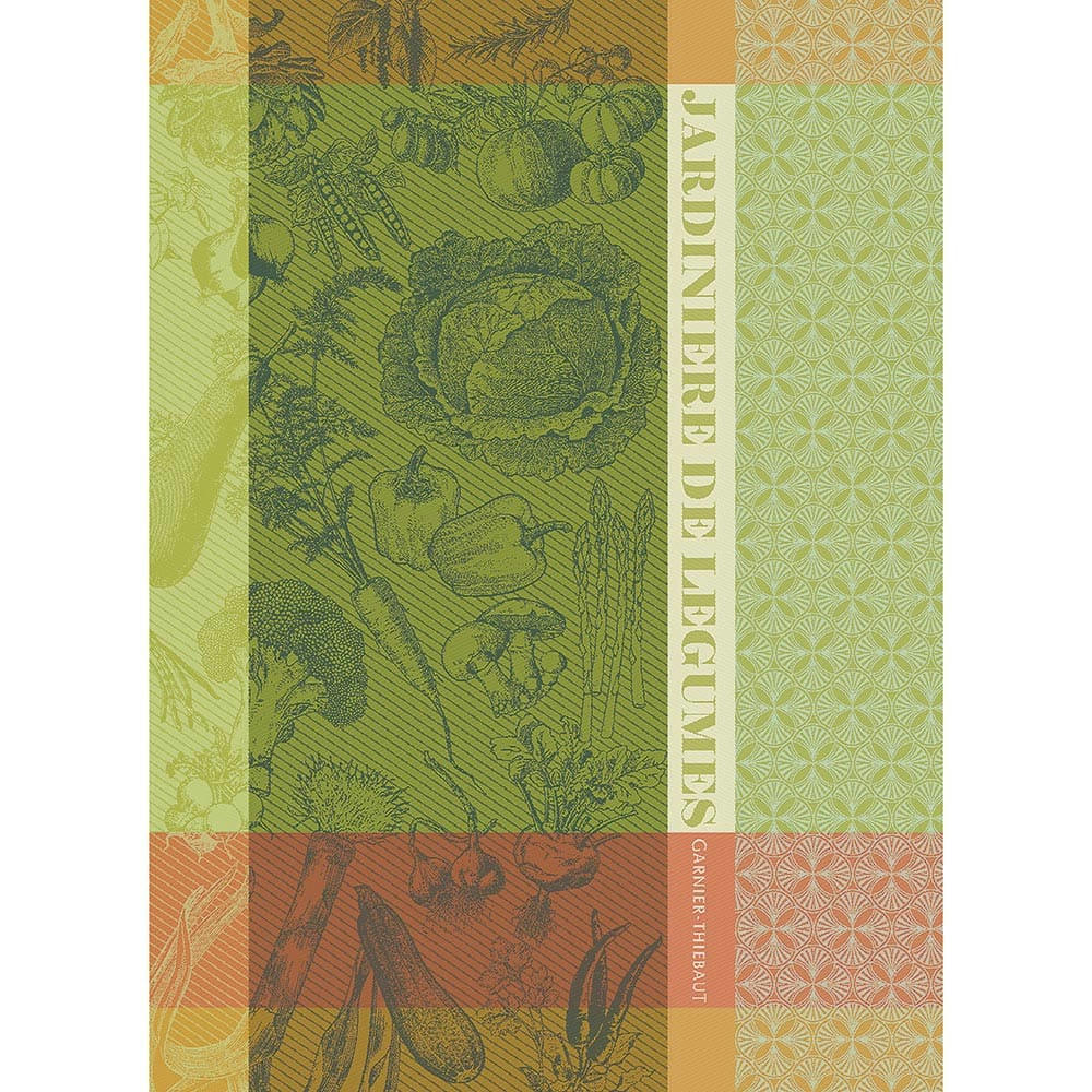 JARDINIERE VERT - Torchon  pur coton vert 56x77