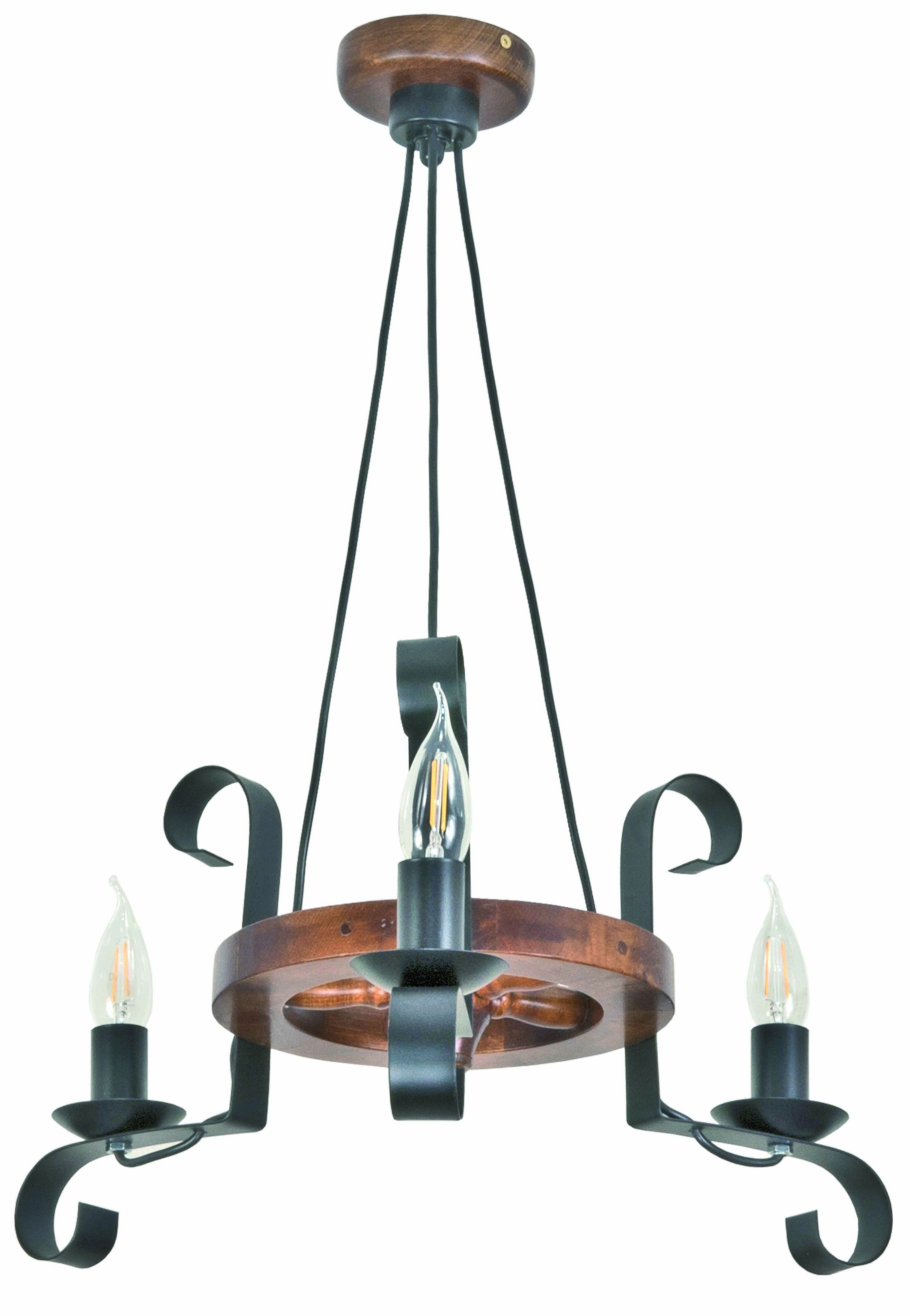 Lampa wisząca sufitowa EDYLIT LED 3xE14 drewniana vintage ERNEST 11-922