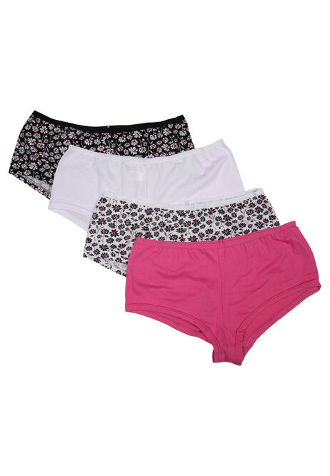 Womens 4pk Hot Pink Floral Shorts Briefs