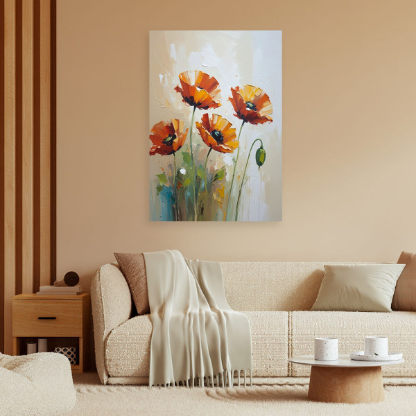 Feeby Obraz do salonu nowoczesny, Czerwone Maki Kwiaty 40x60