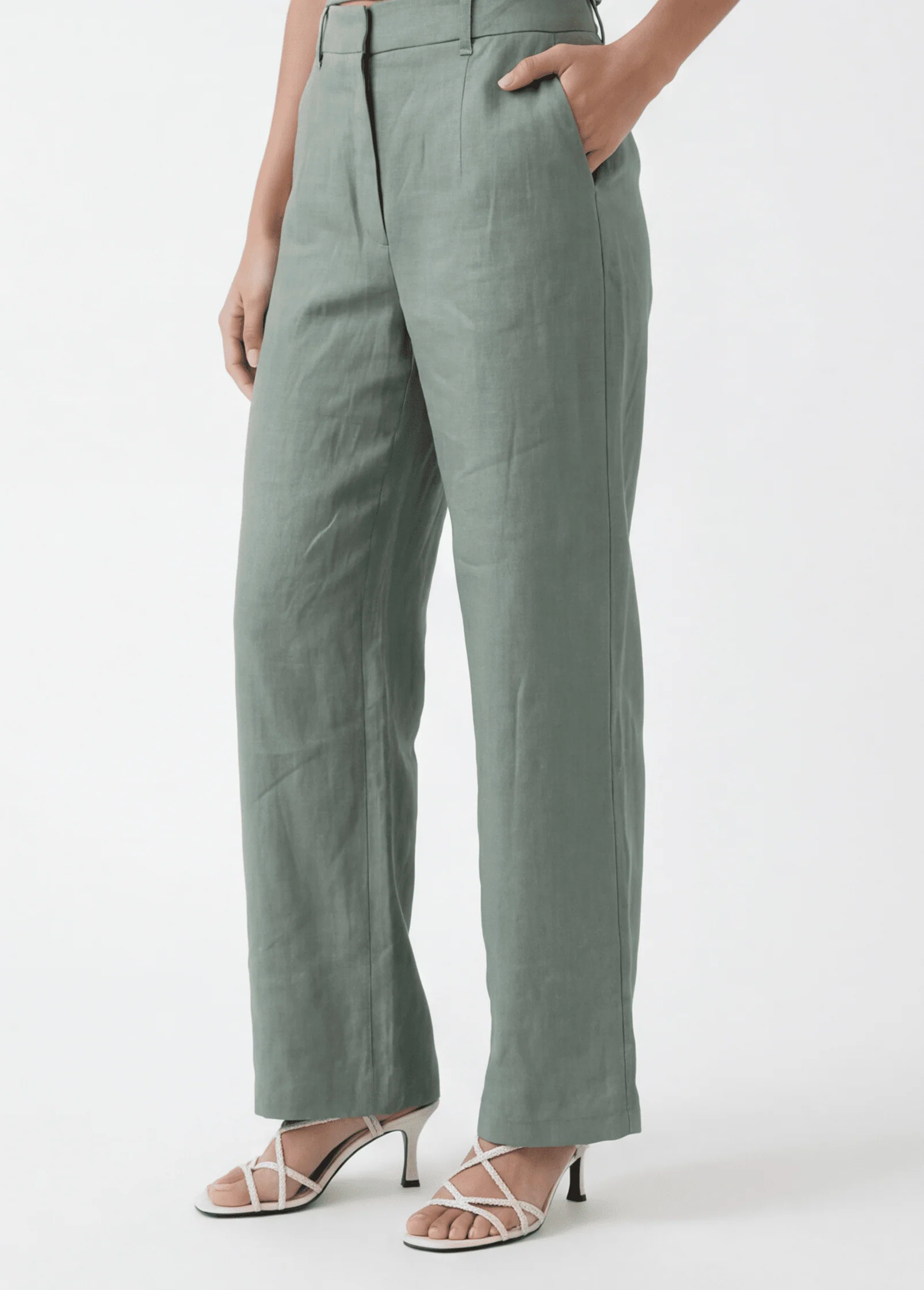 PANTALON LIN - CHELSEA - SAUGE
