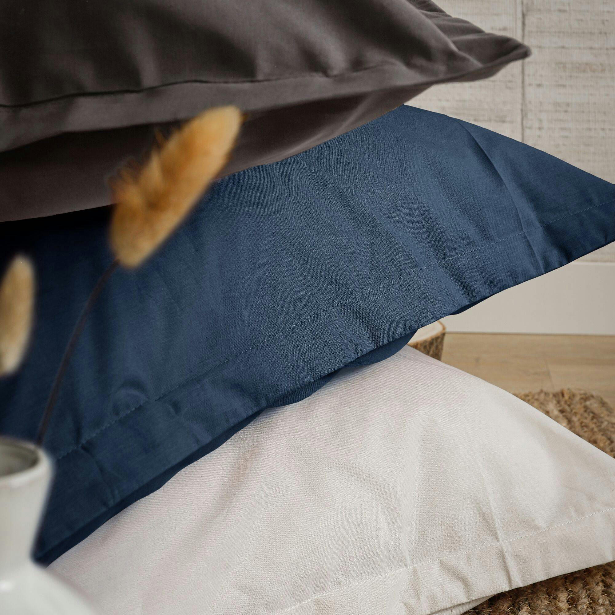 FIL & SENS - Housse de couette en coton Bio bleu nuit 140 x 200 cm
