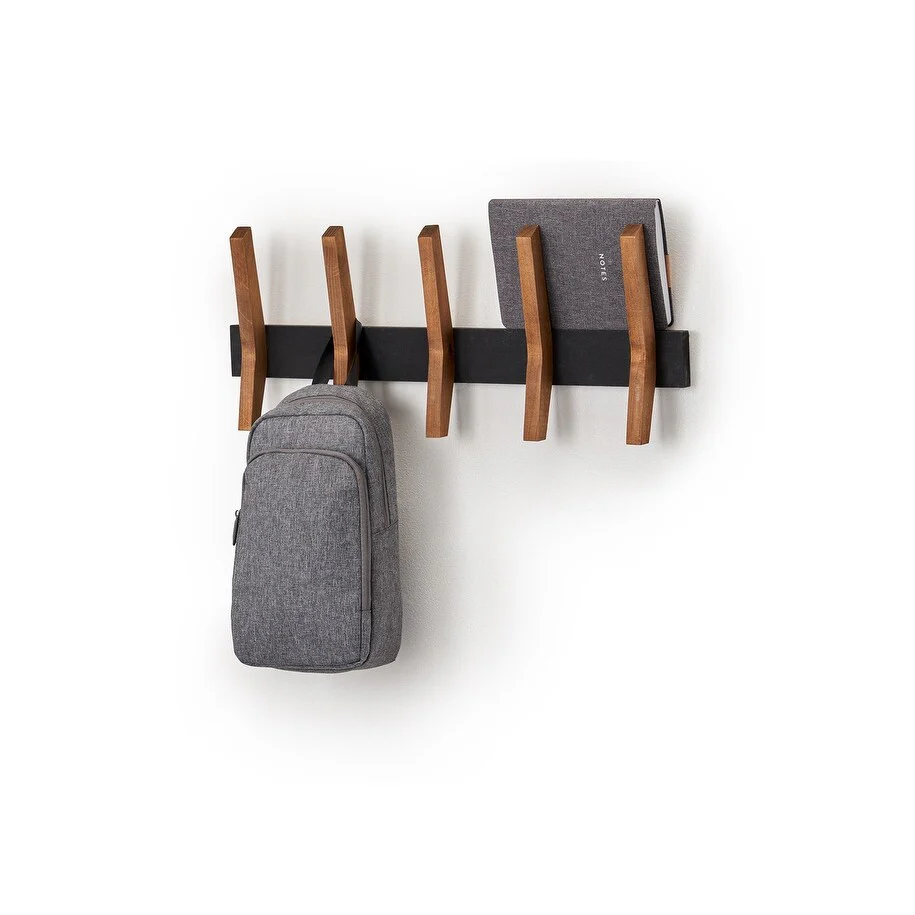 DRAKESTONE Mid-Century Coat Rack w/ 5 Wooden Hooks