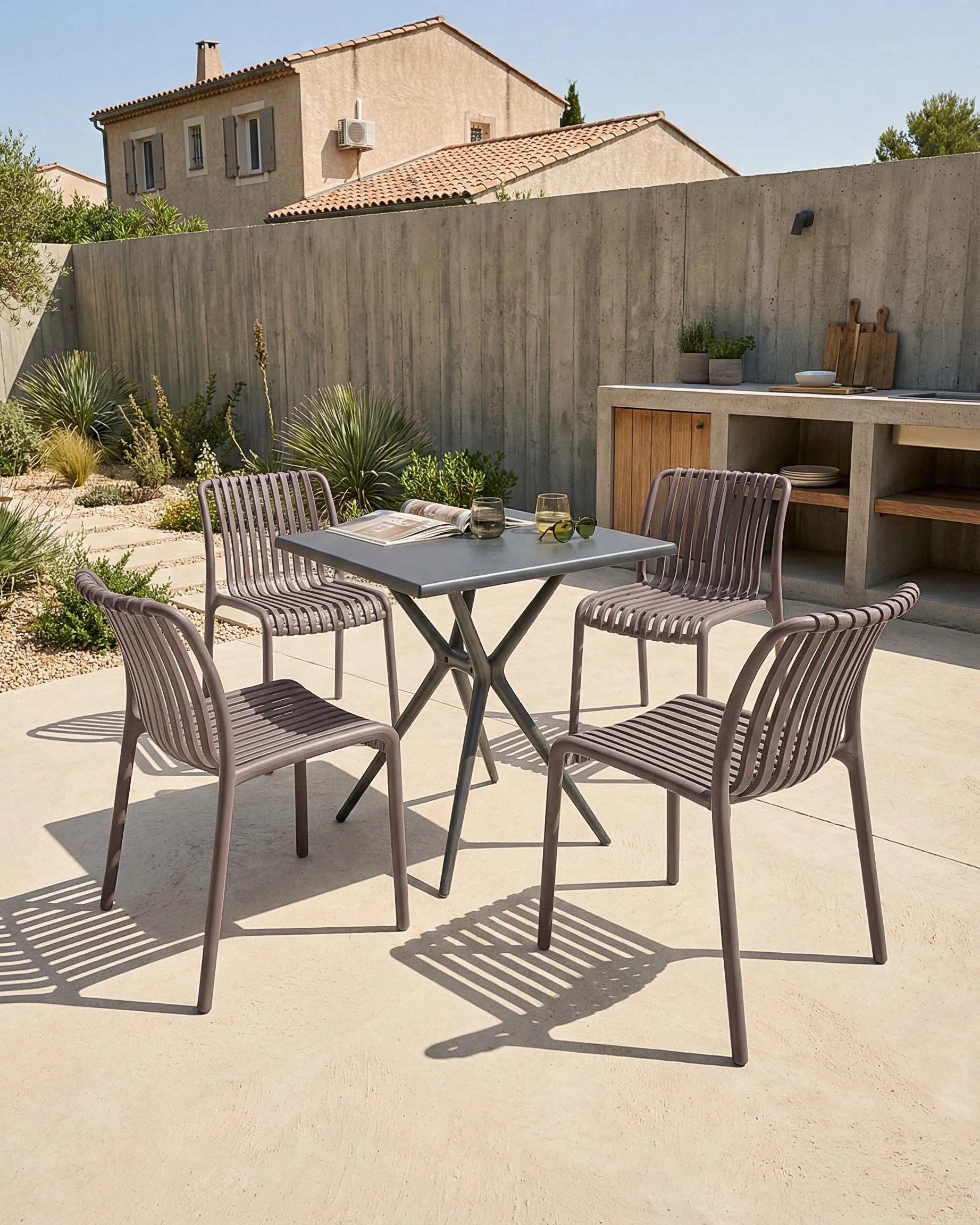 Set of 4 Garden Chairs ARICCIA Brown