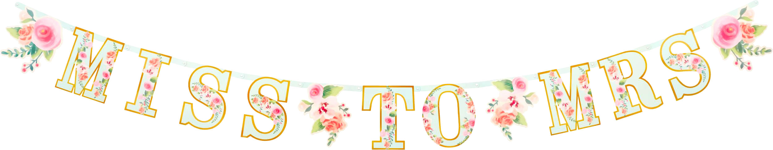 Floral Letter Banner with Mini Banner Wedding Decoration, Mint, 2-pc