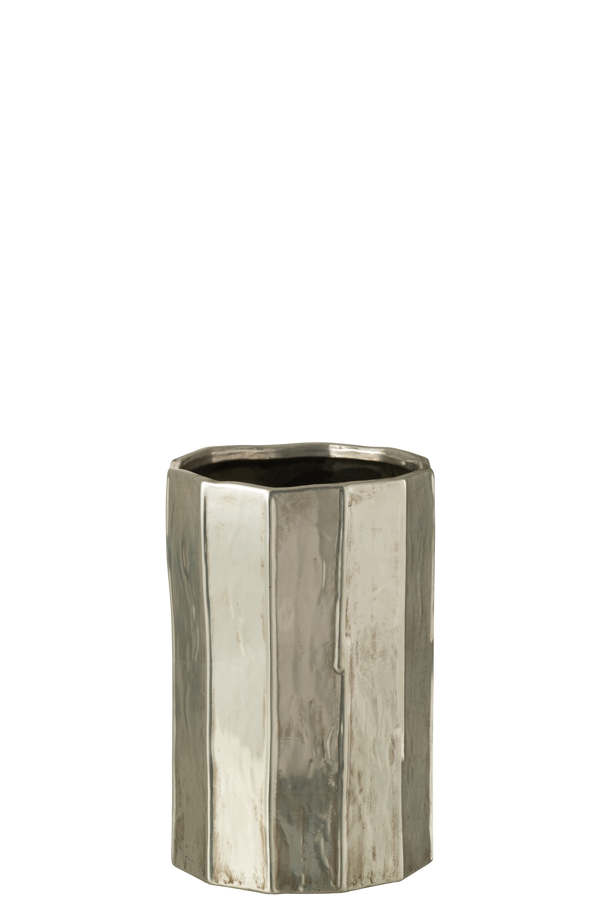 J-Line bloempot Ary - keramiek - zilver - large - Ø 20 cm
