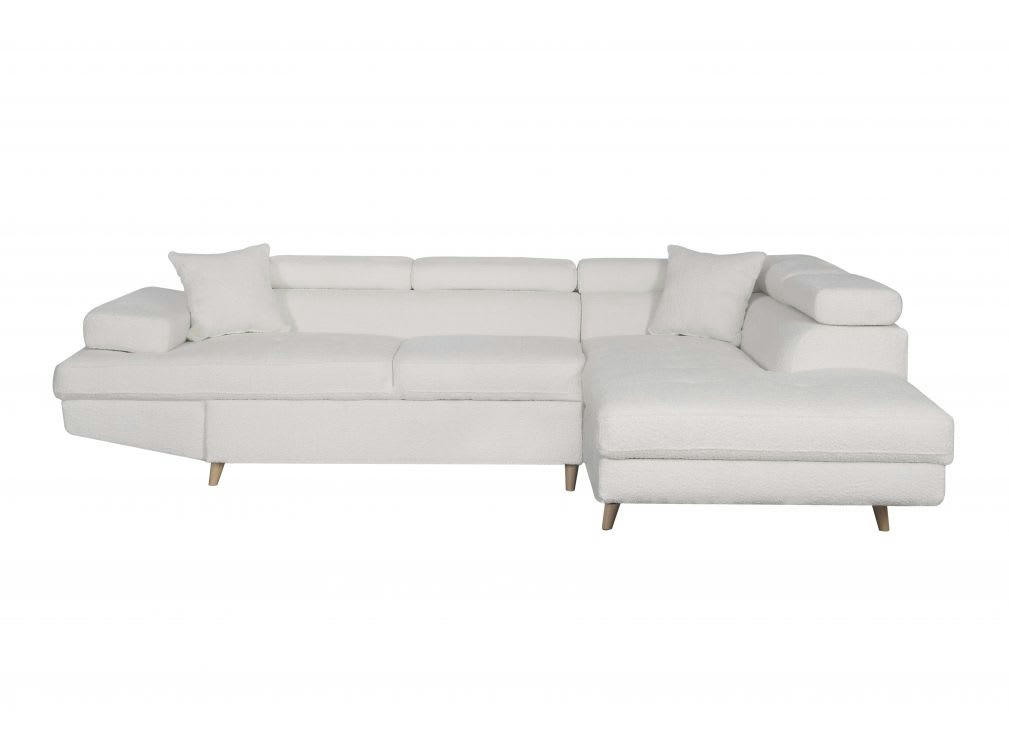 RIO SCANDINAVE - Canapé d'angle droit convertible Scandi avec coffre en tissu - Blanc