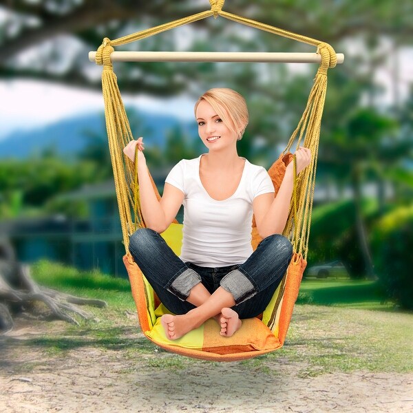 Sorbus Blue Hanging Rope Hammock Chair
