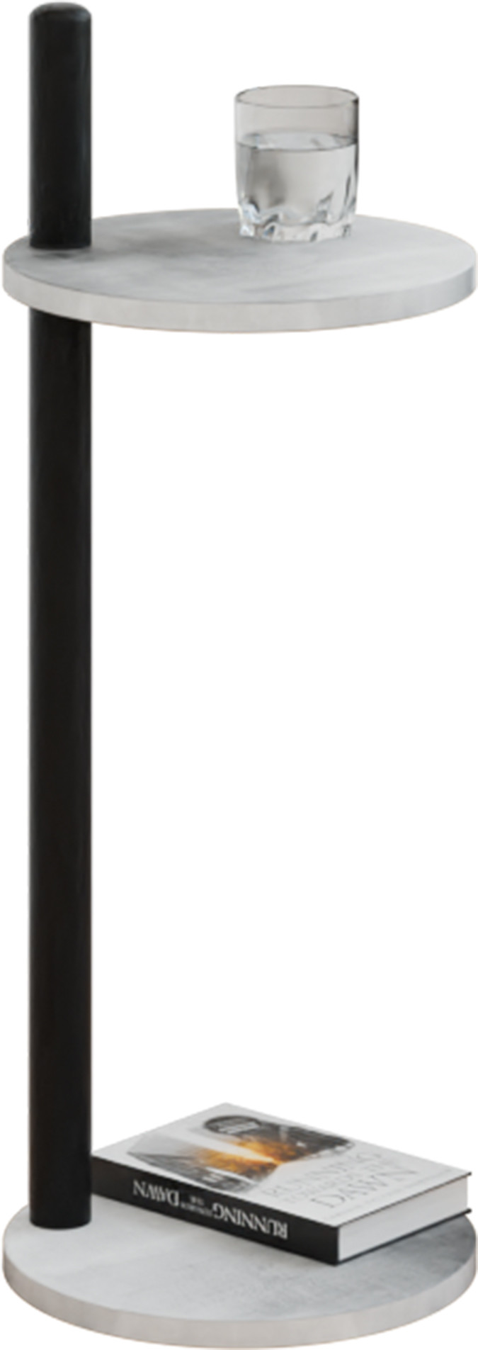 Stolik pomocniczy okrągły loft z półką 30x30x80 cm metalowy czarny
