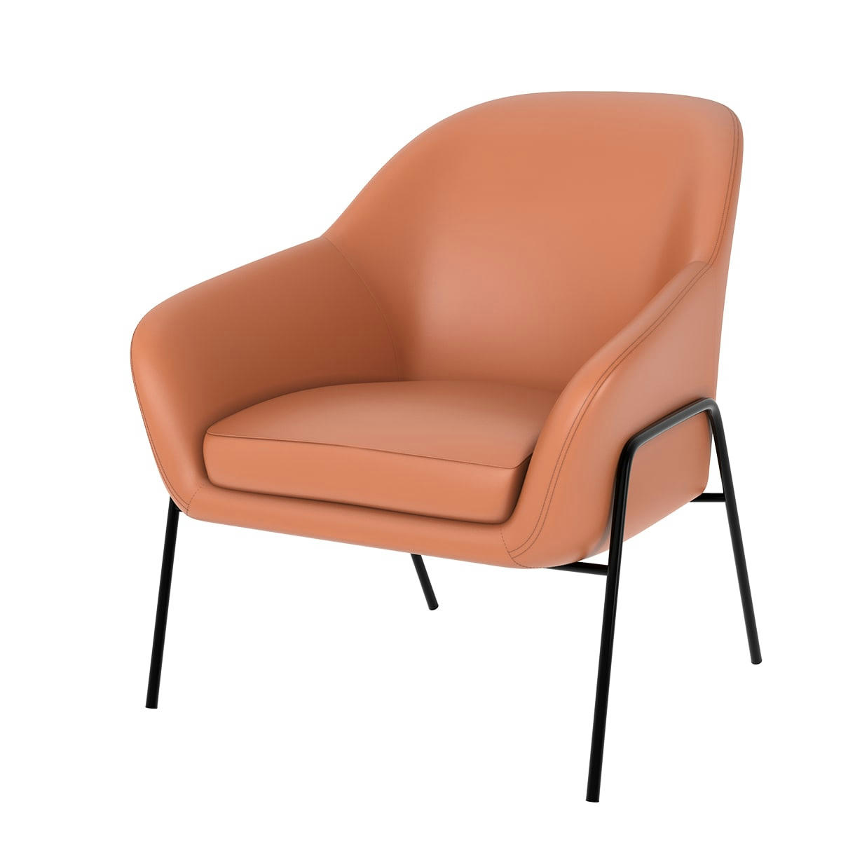 AUBIN - Fauteuil terracotta  en cuir synthétique