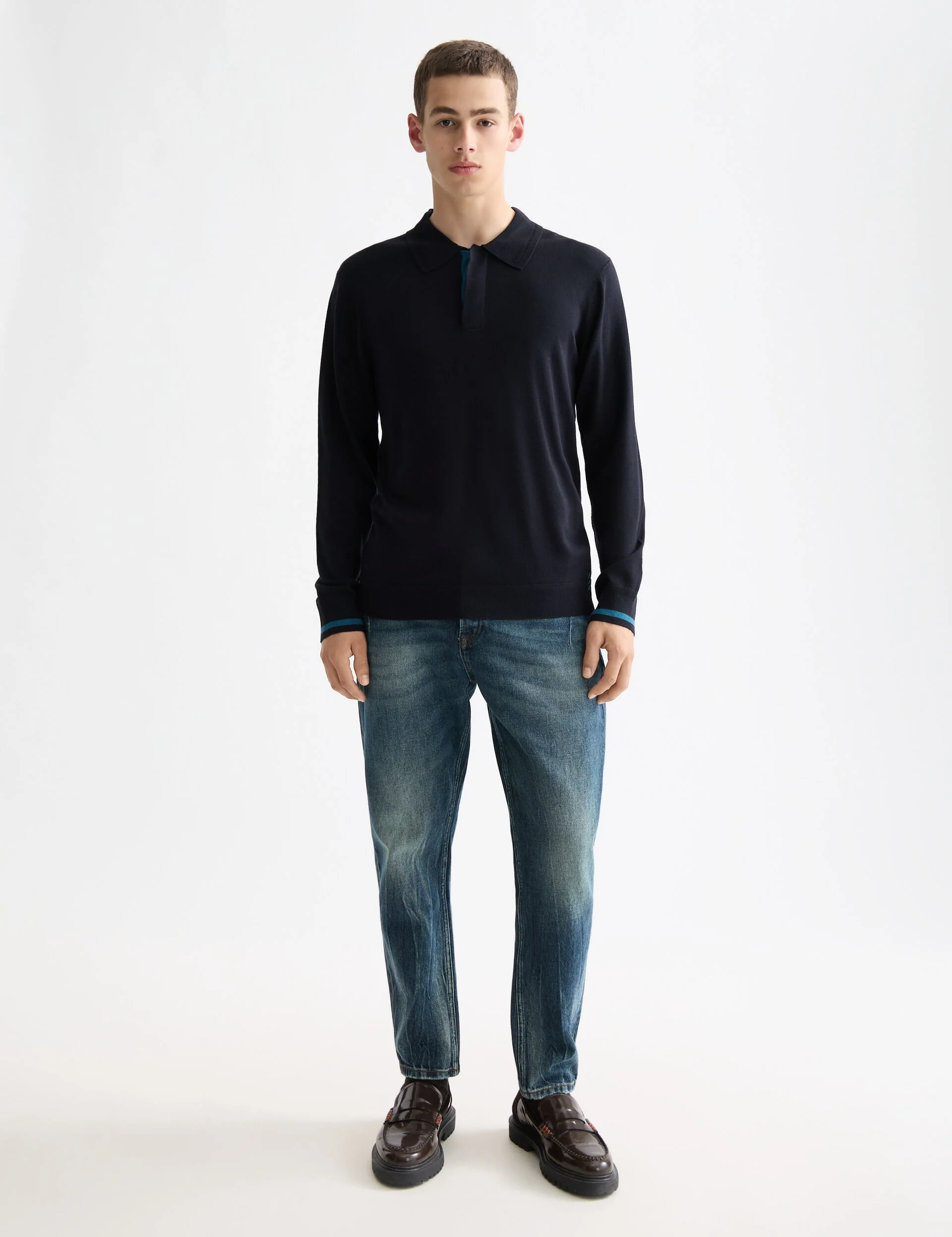 Ecovero Blend Knitted Long Sleeve Polo