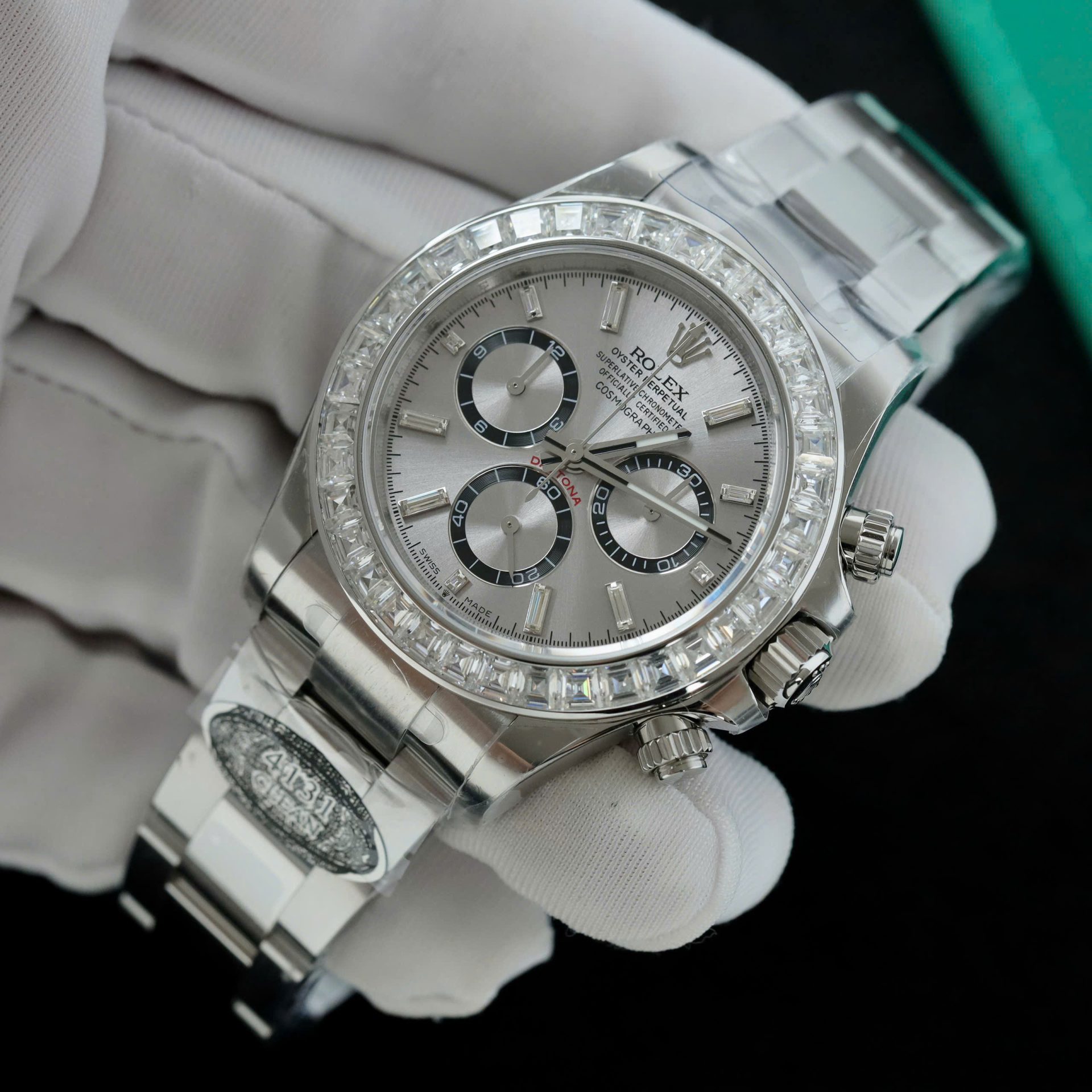 Rolex Daytona 126500 904L Steel Silver Dial With Diamonds 40mm Oyster Super Clone