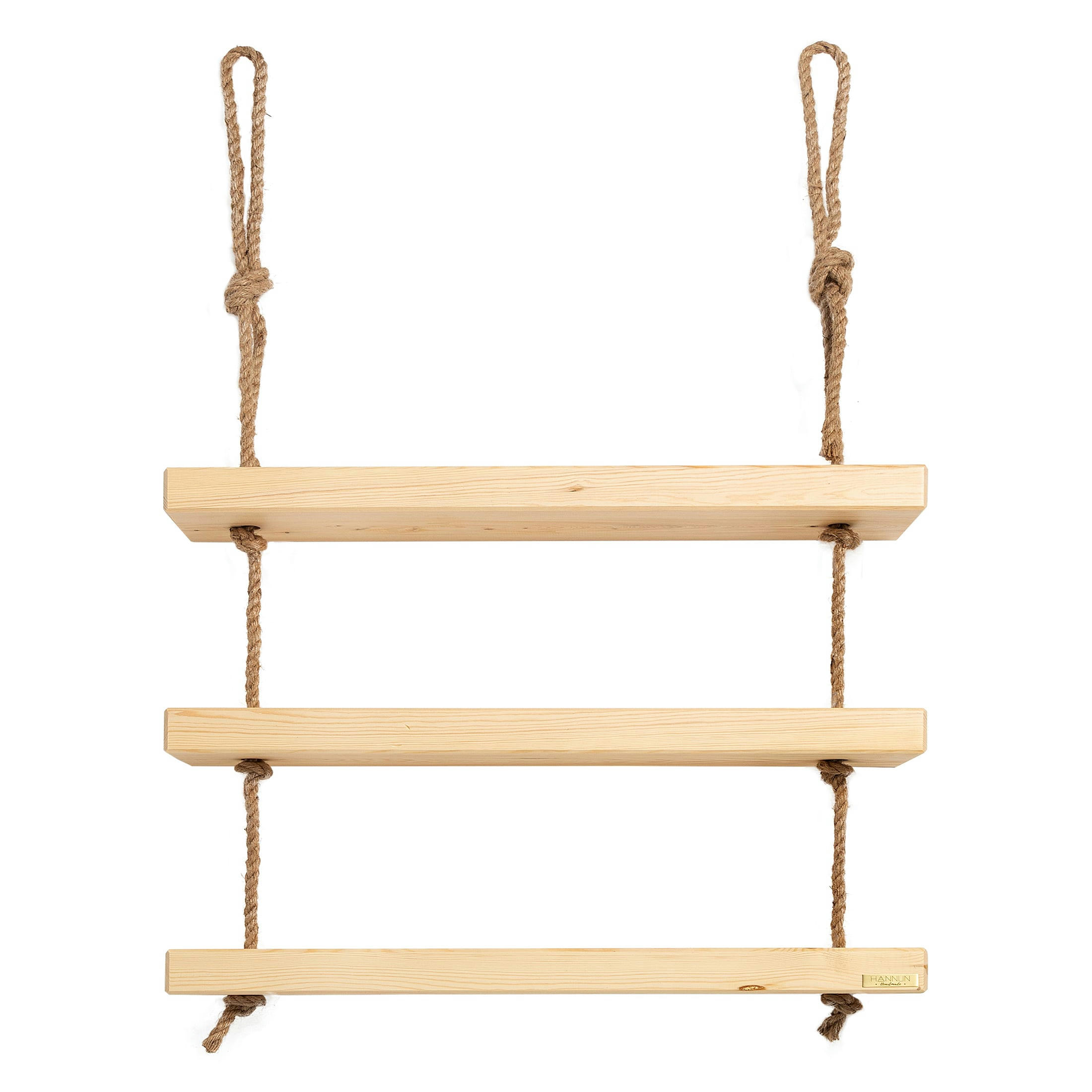 MAKEMBA - Etagère suspendue en bois de couleur beige à 2 étages 70 cm