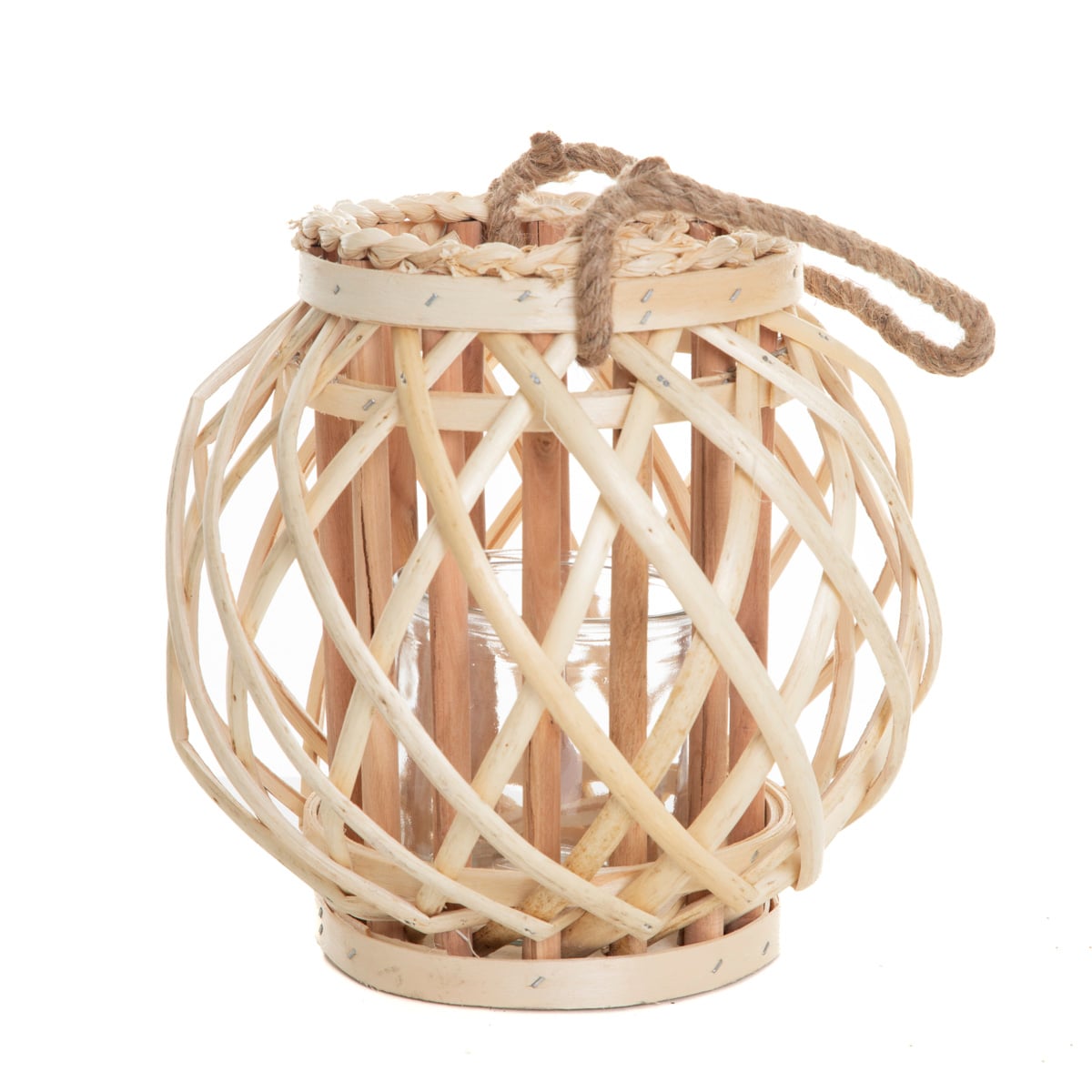 Lampion LAGGE pleciony naturalny niski 23x22 cm