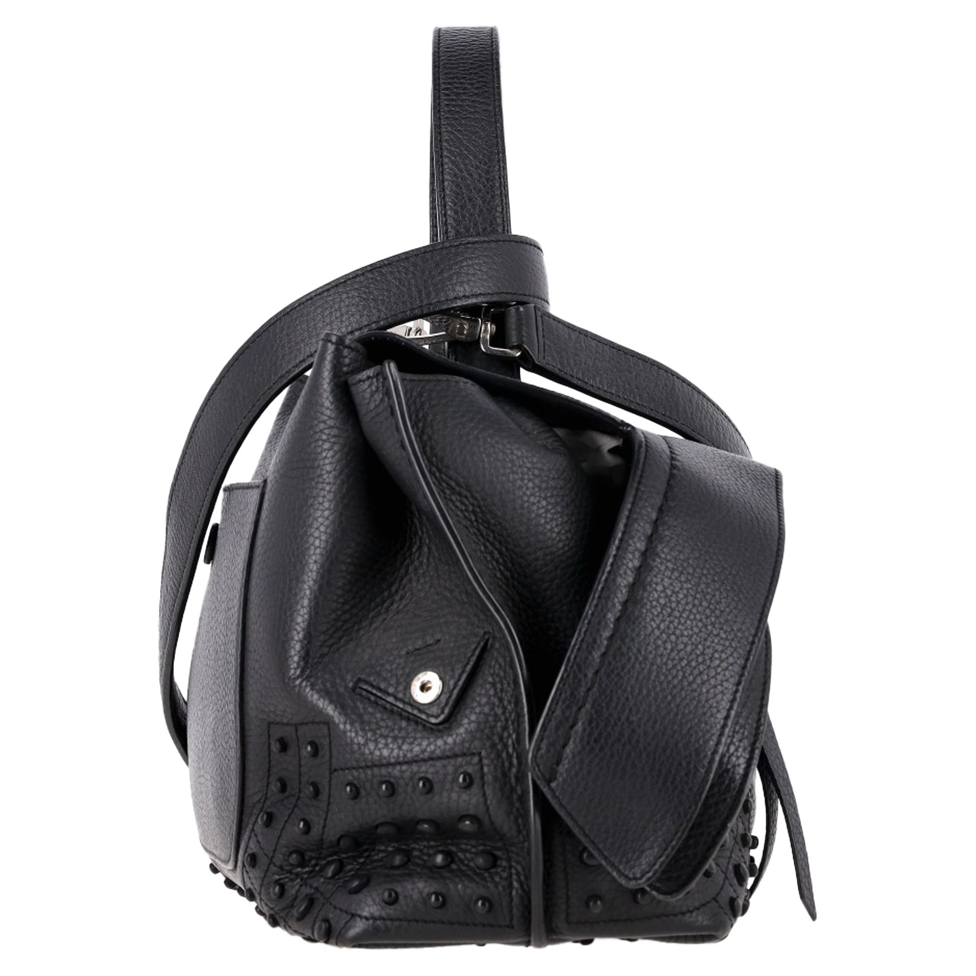 Tod's Preloved Wave Top Handle Bag in Black Leather
