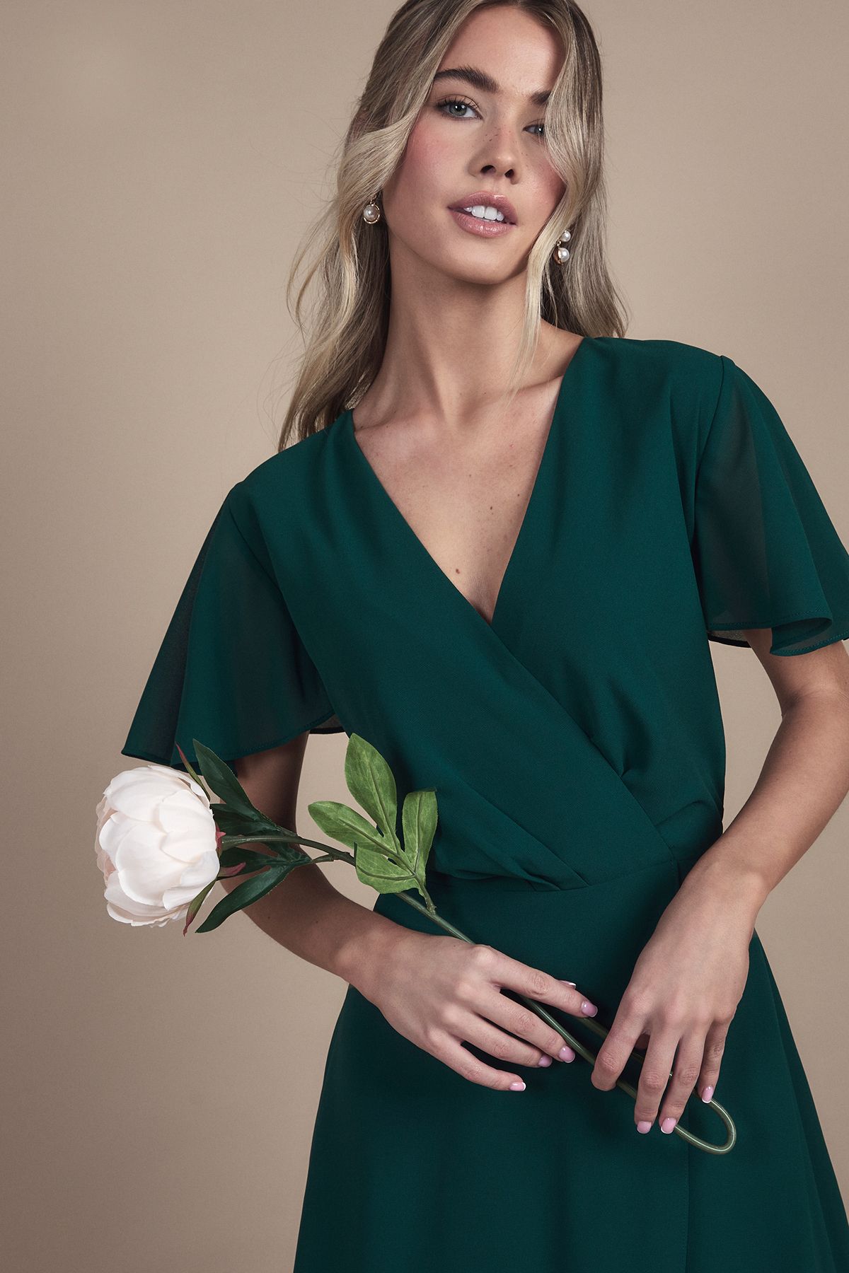 Coast Teen Georgette Waterfall Wrap Bridesmaid Dress